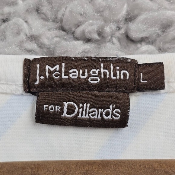 J McLaughlin Shirt Women Large Dillards Henley 3/4 Sleeve Stretch Catalina Cloth - Picture 4 of 11